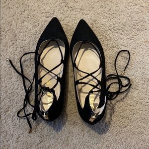Pointed Black Strappy Flat Shoes